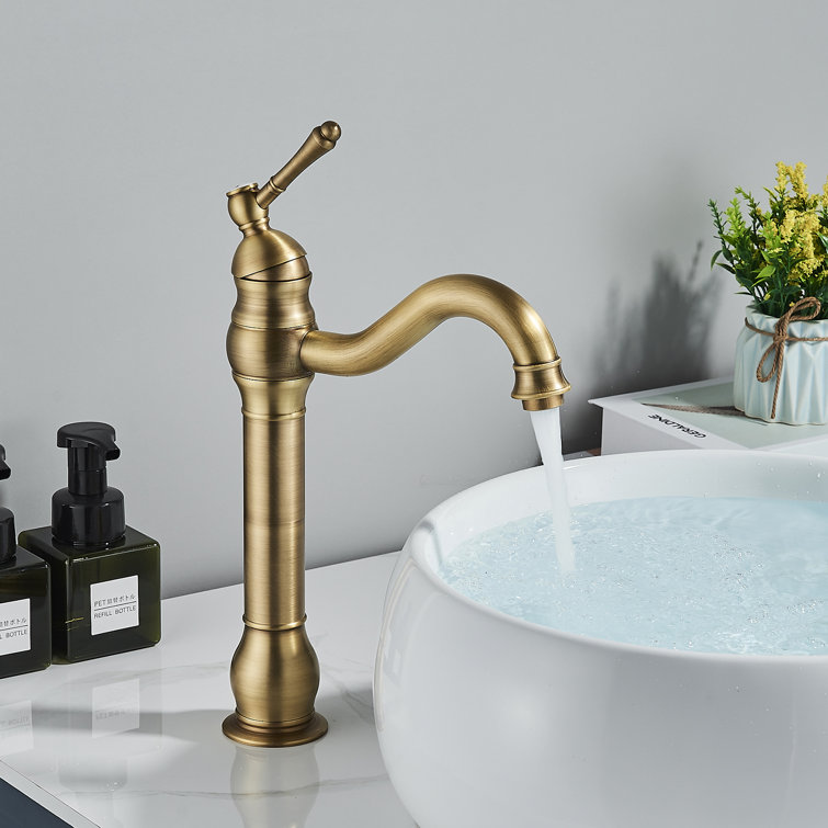 Nabiyy Antique Brass Bathroom Sink Faucet Single Hole Single Handle